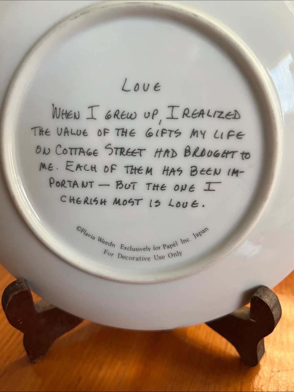 Decorative Love Comes Plate – White with Black & Red Accents - Picture 2 of 2